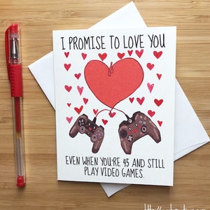 Carte d’amour mignonne pour les amateurs de jeux vidéo, Carte joyeux anniversaire, Cartes de vœux d’amour, Carte romantique, Carte de Saint-Valentin pour petit ami