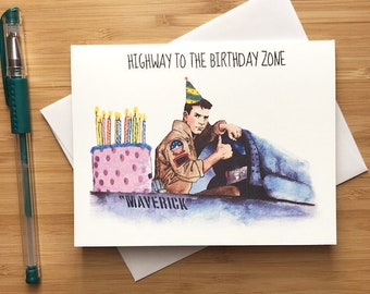 Funny 'Highway to the Birthday Zone' Greeting Card, Happy Birthday Card, Funny Birthday Card, 80s Movies, Pop Culture 1980s Gifts