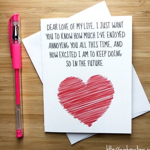 Love of my life Card, Anniversary Card, I love you card, Valentine’s Day, Card for Boyfriend, Cute Card for Husband, Just Because Card