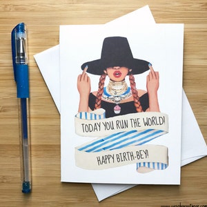 Cute Fingers Up Birthday Card, Hop Hop Gift, Happy Birthday, Cute Birthday Card for Her, Hip Hop bday, Rap Music, Pop Music, Music Quotes
