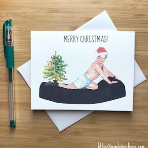 Funny George Christmas Card, Holiday Greeting Card, Merry Christmas Funny Cards, Cute Xmas Stocking Stuffer, Happy Holidays Handmade Card