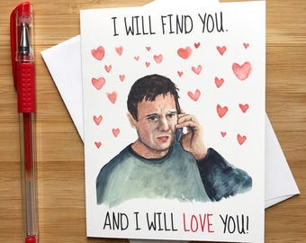 Silly Liam Neeson Valentines Card, Cute Love Card for Boyfriend, Happy Anniversary, I Love You Card, Handmade Valentines Day Greeting Card
