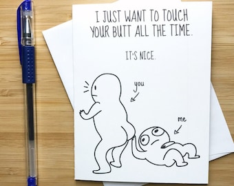 Funny Touch My Butt Valentines Love Card, Inappropriate Butt Card, Naughty Card for BF GF, Cute Anniversary Card, Funny Valentines Day Card