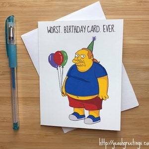 Carte d’anniversaire de gars de bande dessinée drôle, carte de vœux de la culture pop, carte d’anniversaire faite à la main, nerds de bandes dessinées, anniversaire BF, pire anniversaire de tous les temps!