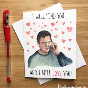Silly Liam Neeson Valentines Card, Cute Love Card for Boyfriend, Happy ...
