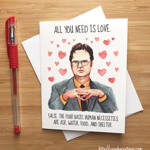 Cute Dwight Valentines Card, Funny Office Love Card, Happy Anniversary Love Card, Just Because Romantic Greeting for BF GF, Love You Card image 1