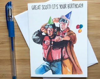 Marty and Doc Birthday Card, 80s Movies, Nerd Pop Culture, Guys Happy Birthday, Funny Birthday Card Boyfriend, Handmade Birthday Card