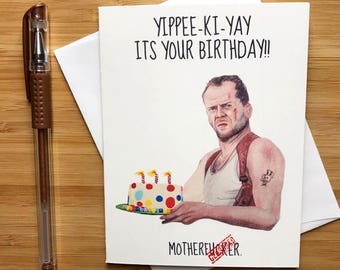Funny Bruce Willis Birthday Card, 1980s Action Movies, Pop Culture Card, Funny Birthday Card, Happy Birthday, Birthday Card for Him