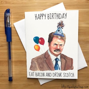 Lustige 'Eat Speck und trinken Scotch' Geburtstagskarte, Mann Karte, Geburtstag für Freund, Speck, alles Gute zum Geburtstag Ehemann, lustige Geburtstagskarte