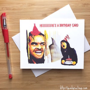 Drôle 'Heeeere’s a Birthday Card', Thème d’horreur Cadeau d’anniversaire, Stanley Kubrick, Films d’horreur, Jack Nicholson, Stephen King, Cartes faites à la main