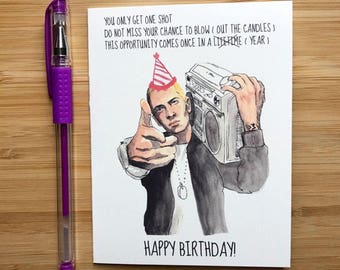 Lose Yourself Birthday Card, Hip Hop Happy Birthday, Rap Music Birthday Party Favors, Hip Hop Music, Birthday Card Teen Boy, Handmade Cards