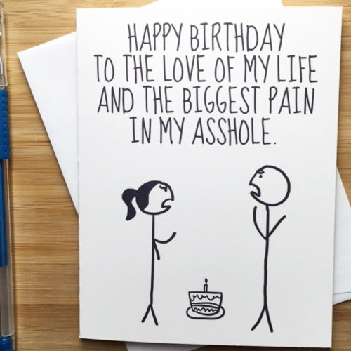 Funny Happy Birthday Card for Boyfriend Girlfriend. Cute Birthday Card, Happy Birthday, Birthday Gift Husband, Birthday Card Wife, Bday Card