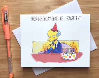 Funny 'Your Birthday Shall be Excellent', Birthday Card, Animation, Pop Culture Birthday Card, Funny Handmade Birthday Card