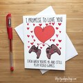 Cute Love Card for Video Game Lovers, Happy Anniversary Card, Love Greeting Cards, Romantic Card, Valentine&#39;s Day Card for Boyfriend