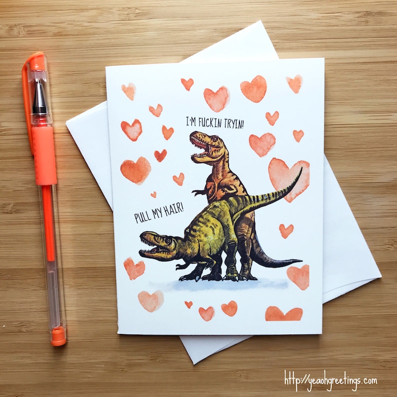 Funny T-Rex Love Card, Naughty Sex Card, Funny Anniversary Card, I Love You Card, Dinosaurs Gift, Card for Boyfriend, Card for Girlfriend 