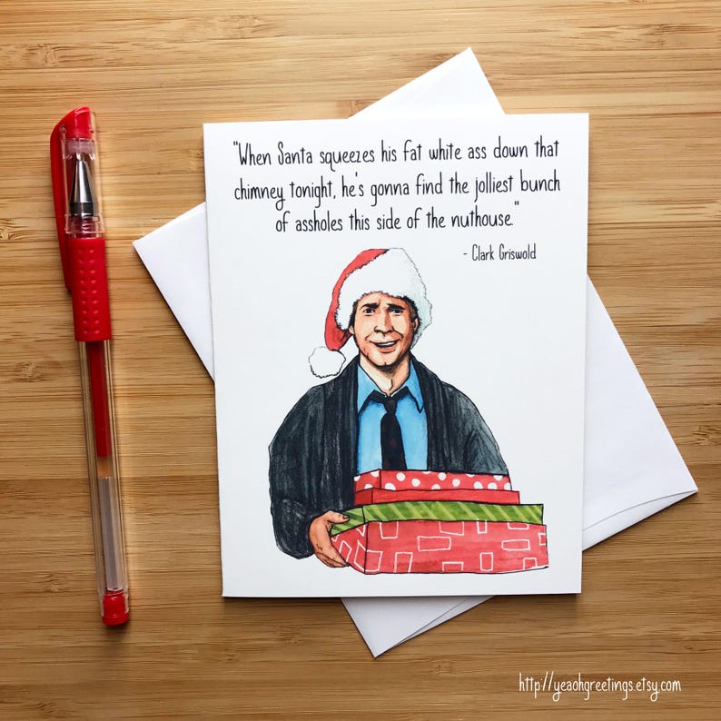 Funny Christmas Card, Christmas Vacation, Chevy Chase, Christmas Ornament, Holiday Card, Funny Xmas Card, Holiday Card, Christmas Humor 