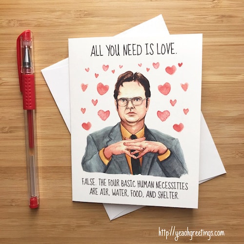 Cute Dwight Love Card, Funny Office Valentines Card, Happy Anniversary Love Card, Just Because Romantic Greeting for BF GF, Love You Card