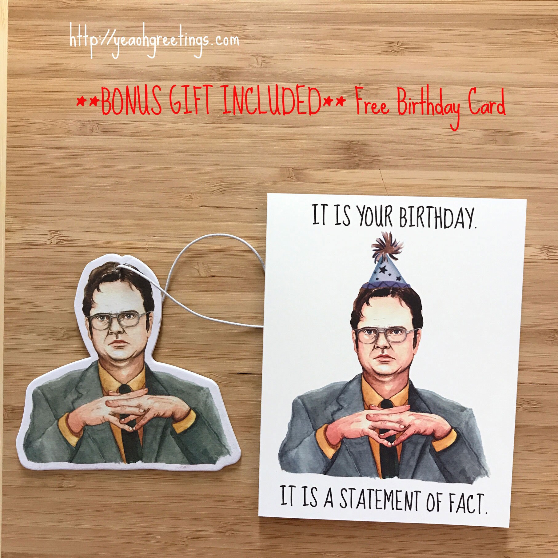 Cute Dwight Car Air Freshener With FREE Birthday Card Office Etsy