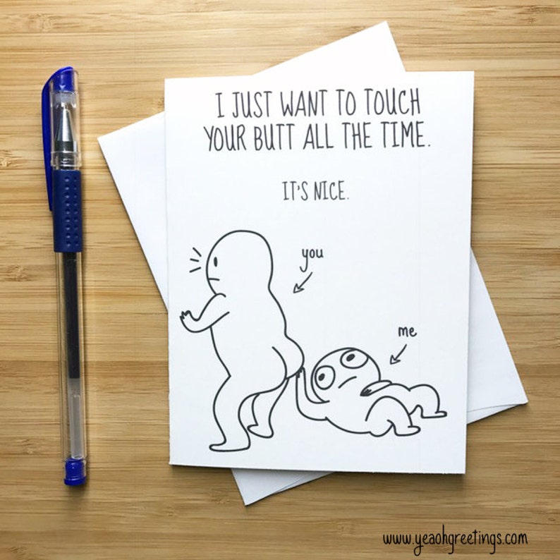 Funny Touch My Butt Love Card, Love Card, Inappropriate Butt Card, Naughty Card for BF GF, Cute Anniversary Card, Funny Valentines Day Card 