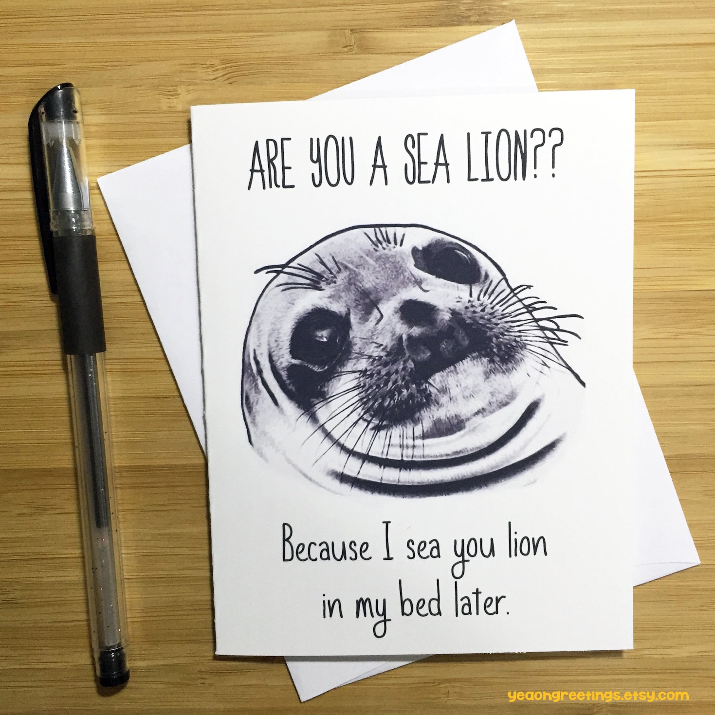 Funny Pun Card, Sea Lions, Funny Valentines Day Card, Love Greeting Card,  Romantic Card, Naughty Card, Funny Love Card, Anniversary Card, - Etsy, image size:1469x1469