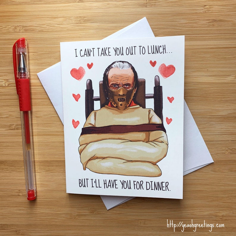 Cute Hannibal Love Card Funny Horror Love Card I Love You image 1