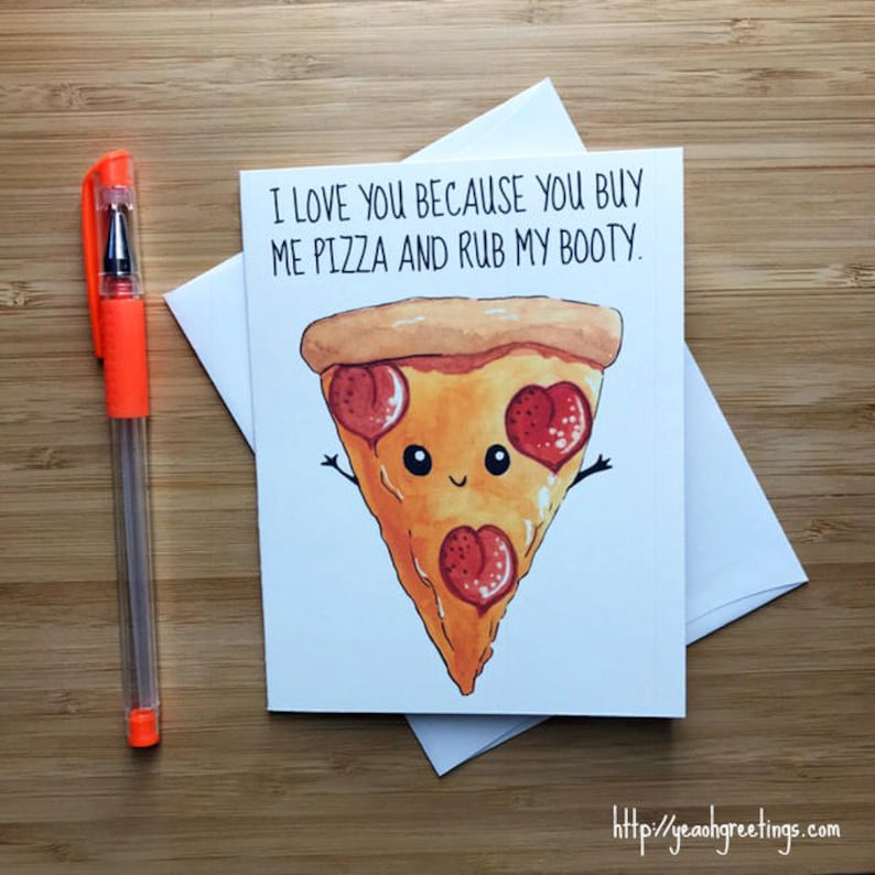 Funny Pizza Love Card, Happy Valentines Day Card, Funny Love Card, Sexy Card, Naughty Card, Anniversary Card, Love Greeting, Romantic Card, 