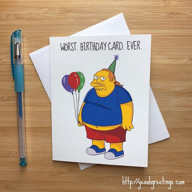 Funny Comic Book Guy Birthday Card, Pop Culture Greeting Card