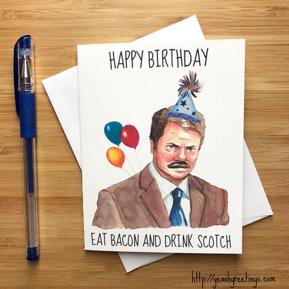 funny eat bacon and drink scotch birthday card man etsy