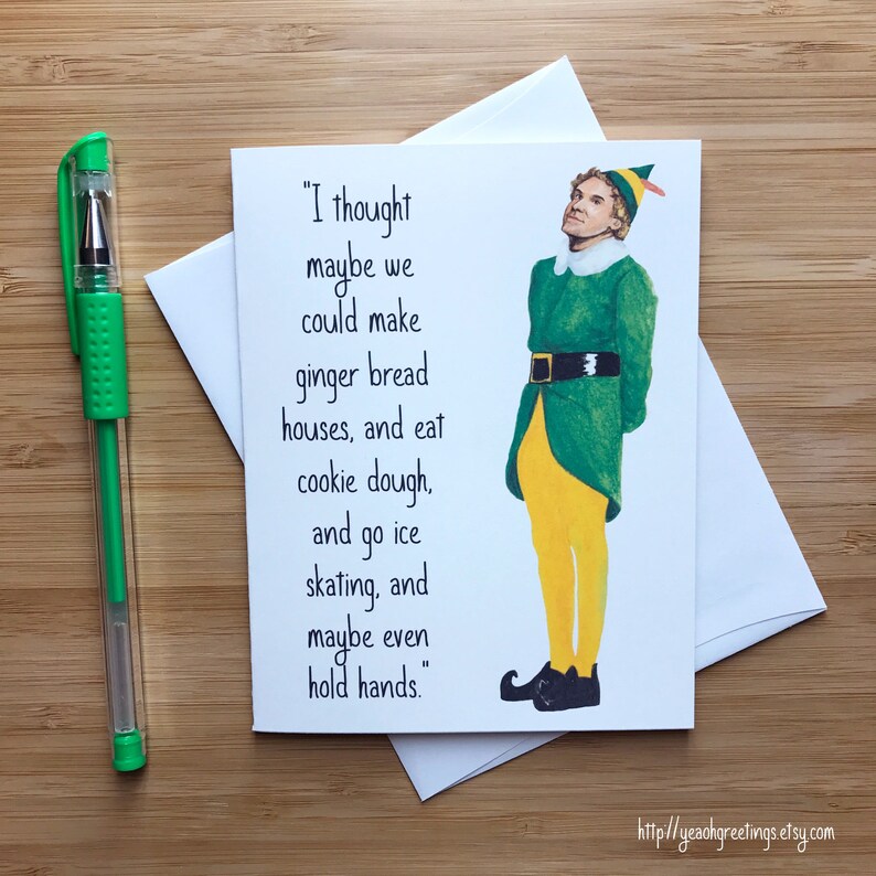 Funny Elf Christmas Card, Elf Holiday Card, Will Ferrell, Stocking Stuffers, Funny Xmas Card, Santa Clause Greeting Cards, Christmas Humor 