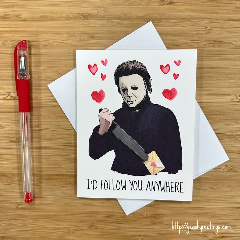 Michael Horror Valentines Love Card Romantic I Love You Card image 1