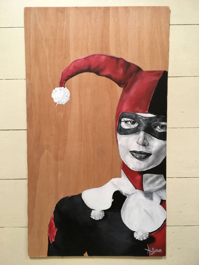 Harley Quinn Oil Painting on Wood