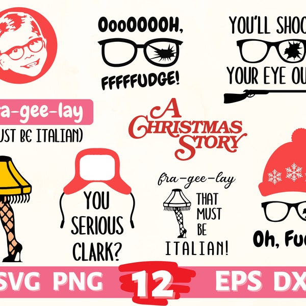 12 Layered svg files, Cut files for cricut, SVG, PNG, DXF, Christmas svg, Leg Lamp svg, oh fudge svg, Funny Christmas svg, Merry Christmas