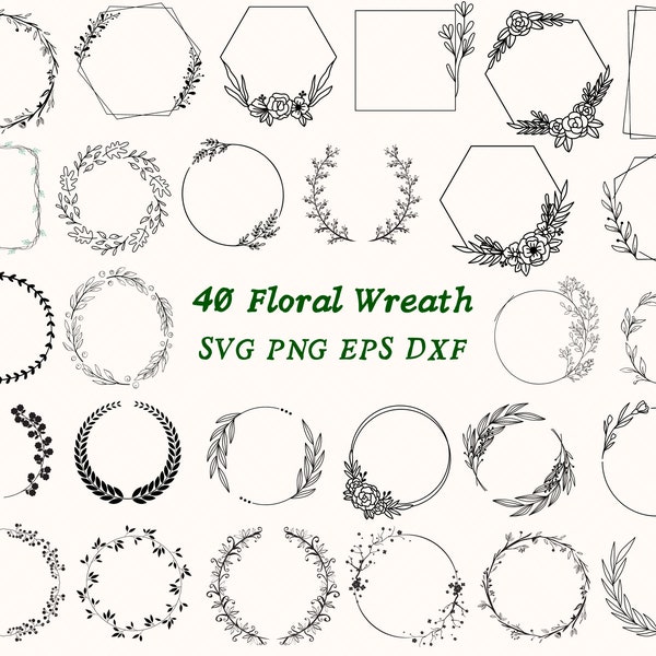 Wreath svg bundle, Circle svg bundle, Floral wreath svg, Wedding Wreath svg, Wreath monogram svg, Circle frame svg, Wreath png