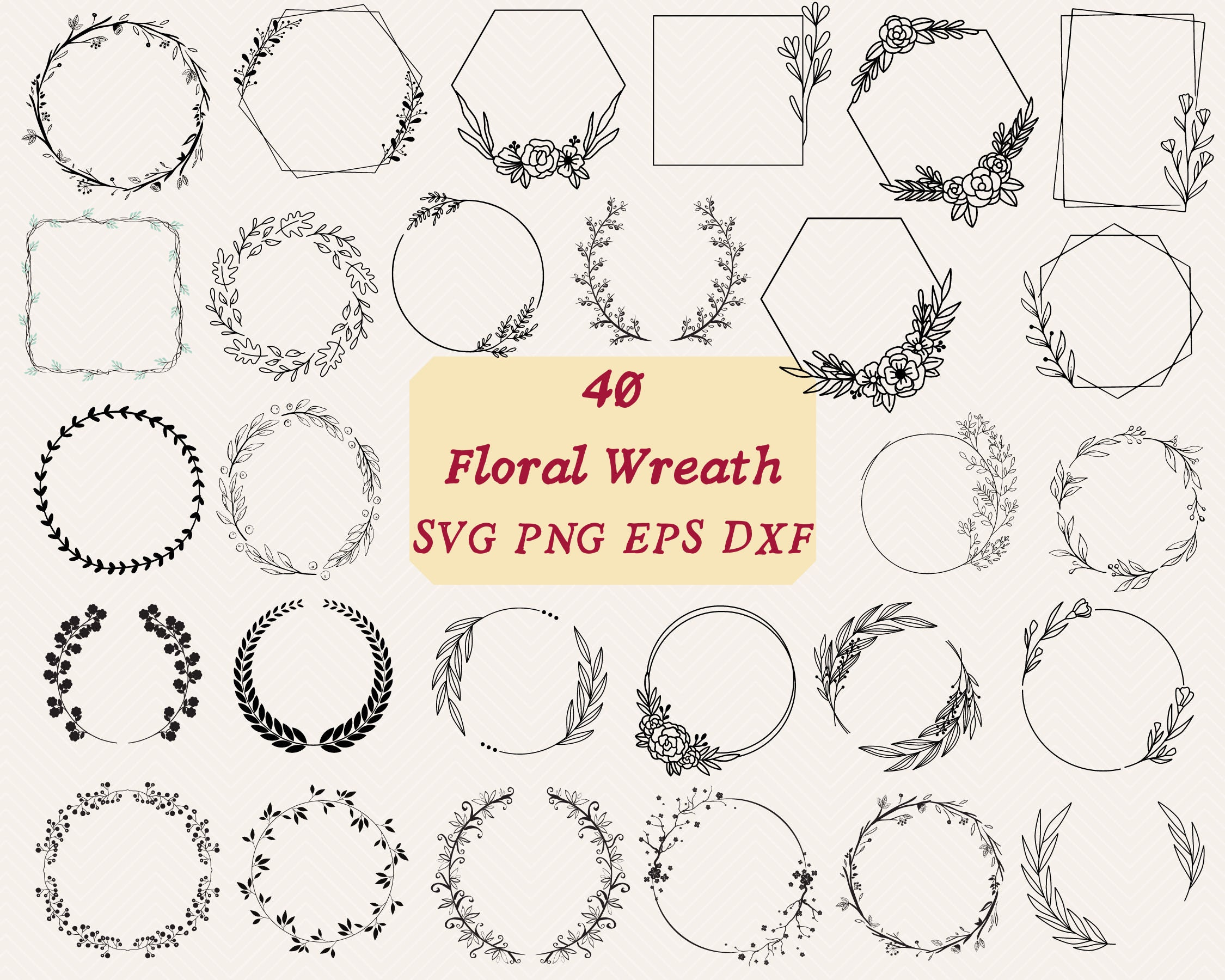 Wreath Svg Bundle Circle Svg Bundle Floral Wreath Svg - Etsy