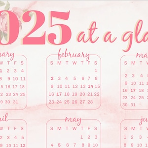 2025 &quot;At a Glance&quot; Calendar - Floral