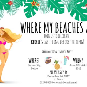 Beaches Bachelorette Invite