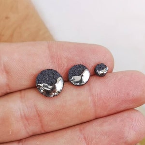 Porcelain Earrings for Men 3 SIZES Black Raw Textured Ceramic Silver Platinum Modern Casual Small Earrings Masculine Jewelry Graduation Gift