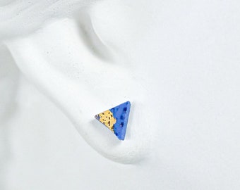 Pendientes de porcelana azul, pendientes hechos a mano, cerámica y alfarería, joyería de porcelana, aretes para hombre, pendientes de cerámica, joyería de cerámica