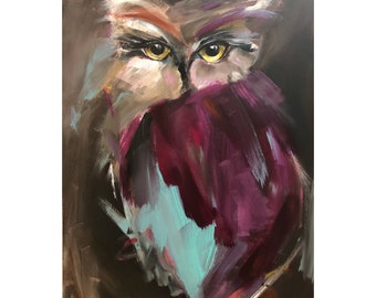 Owl Painting On Wood Etsy