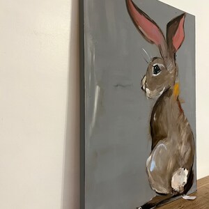 Rabbit Painting on a Wood Panel Original Art Bunny - Etsy