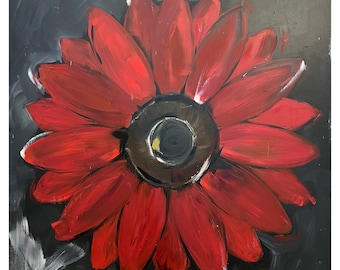 Daisy Painting on a Wood Panel Original Art