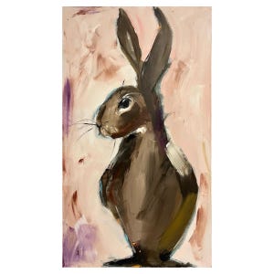 Original Bunny Painting on a Wood Panel Rabbit Art