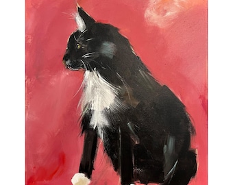 Cat Painting on Canvas Original Art Kitty