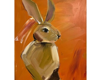 Rabbit Painting on a Wood Panel Original Art Bunny - Etsy