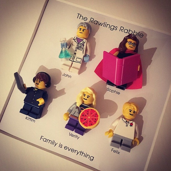 Mini figurines Lego personnalisées FAMILLE de 5 cadres cadeaux