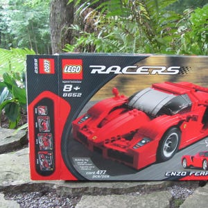Red Ferrari Lego Racers Set &quot;8652&quot; &quot;Enzo Ferrari&quot; Car 1:17 Scale Kit with Original Box and Manual 2005