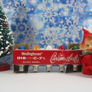 Vintage Christmas Light Bulbs Retro Carton Assorted Colors Westinghouse