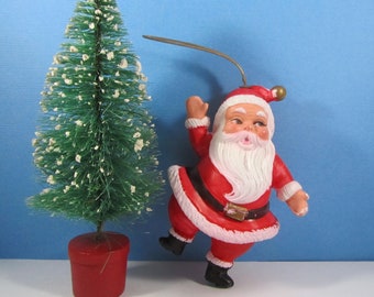 Vintage Santa Blow Mold Ornament Plastic Christmas Tree Decoration