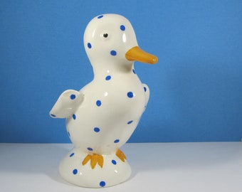 Vintage Polka Dot Duck Figurine "Plichta" London England