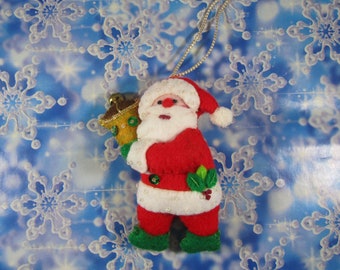 Vintage Felt Santa Ornament Whimsical Christmas Decoration